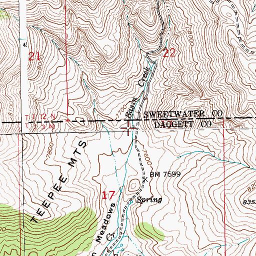 Topographic Map of Basin Creek, WY