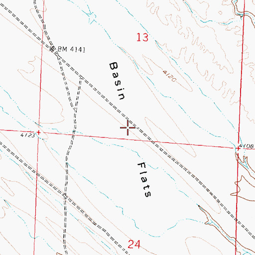 Topographic Map of Basin Flats, WY
