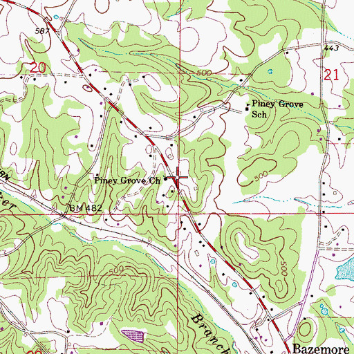 Topographic Map of Piney Grove Cemetery, AL