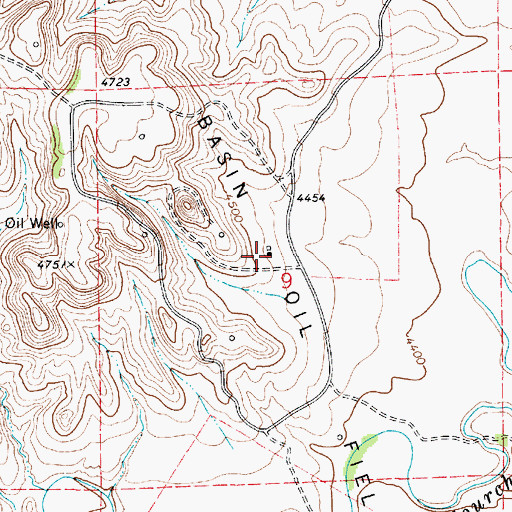 Topographic Map of Basin Oil Field, WY