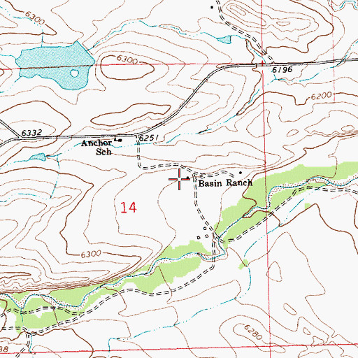 Topographic Map of Basin Ranch, WY