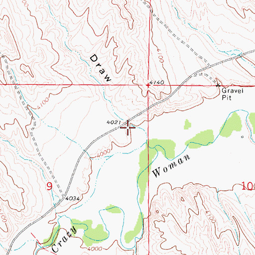 Topographic Map of Bass Draw, WY