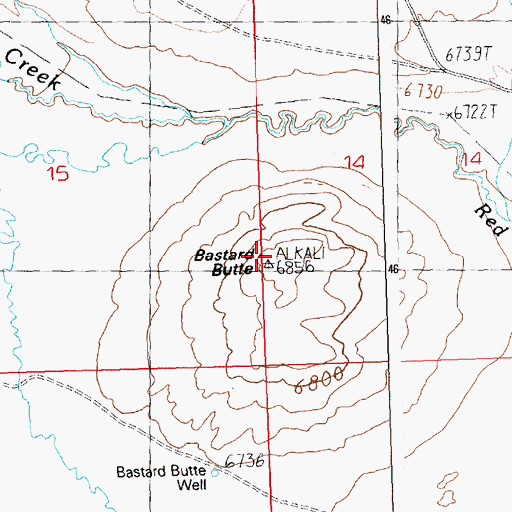 Topographic Map of Bastard Butte, WY