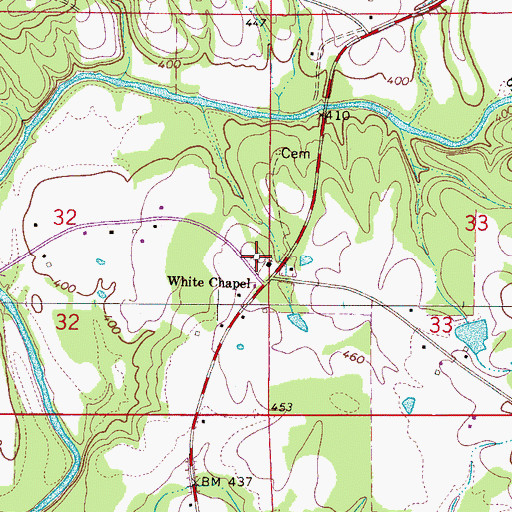 Topographic Map of Whites Chapel Cemetery, AL
