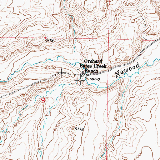 Topographic Map of Bates Creek, WY