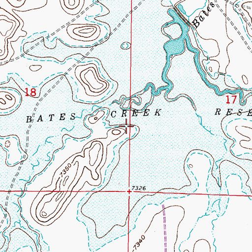 Topographic Map of Bates Creek Reservoir, WY