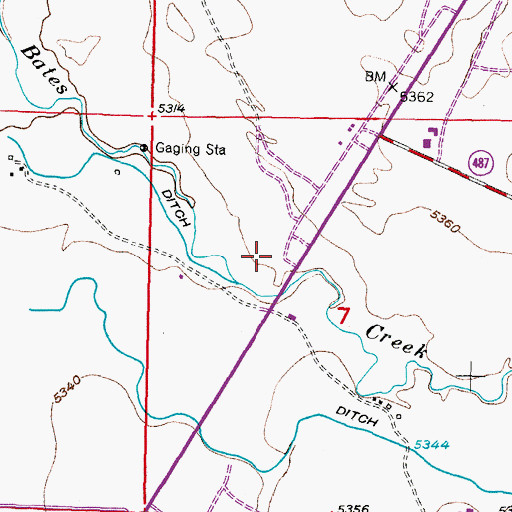 Topographic Map of Bates Creek School, WY