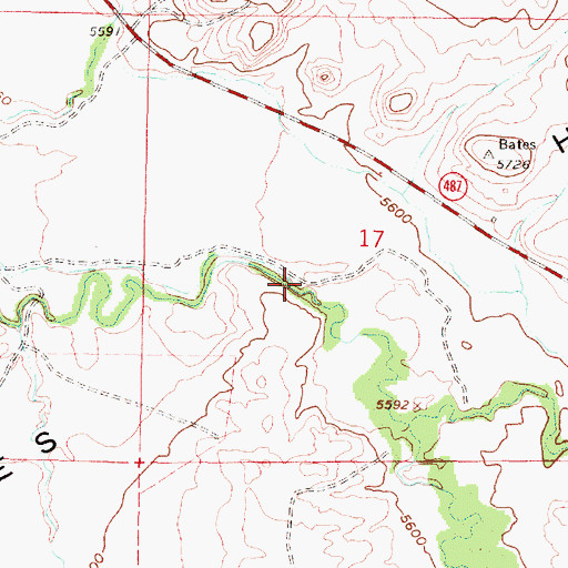 Topographic Map of Bates Hole, WY
