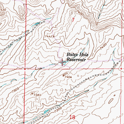 Topographic Map of Bates Hole Reservoir, WY