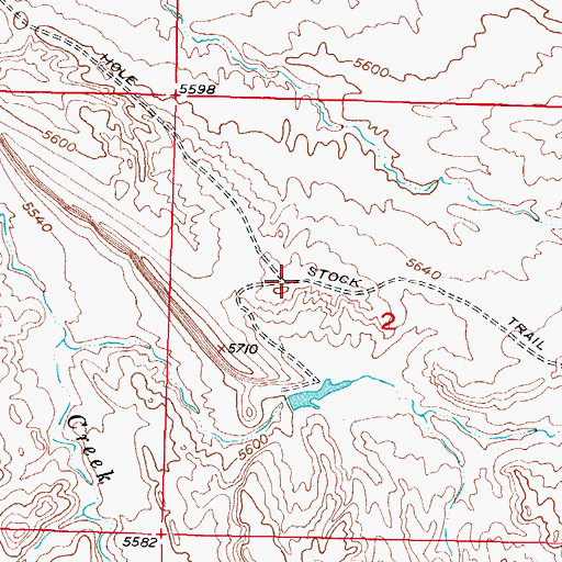 Topographic Map of Bates Hole Stock Trail, WY
