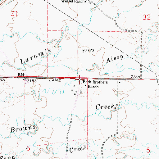 Topographic Map of Bath Brothers Ranch, WY