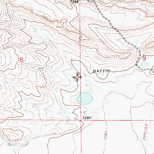 Topographic Map of Battin Ditch, WY