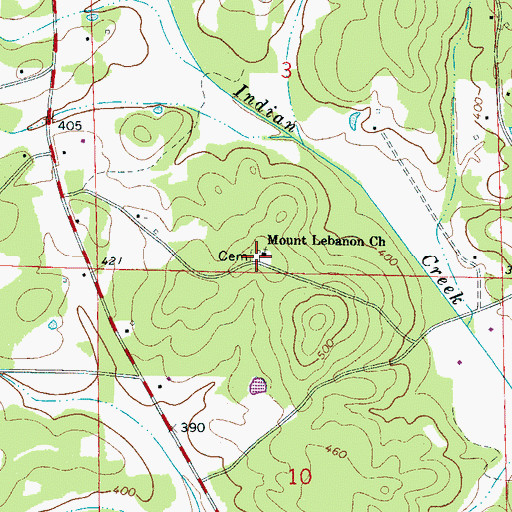 Topographic Map of Mount Lebanon Cemetery, AL
