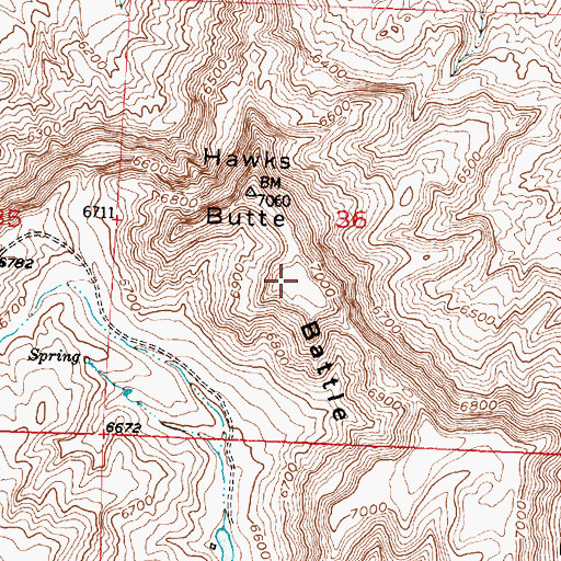 Topographic Map of Battle Mountain, WY