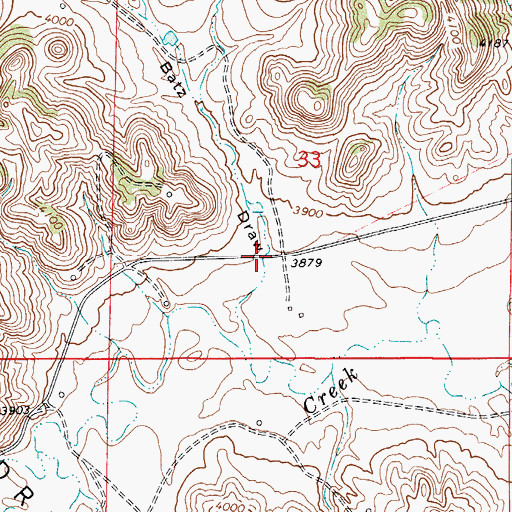 Topographic Map of Batz Draw, WY