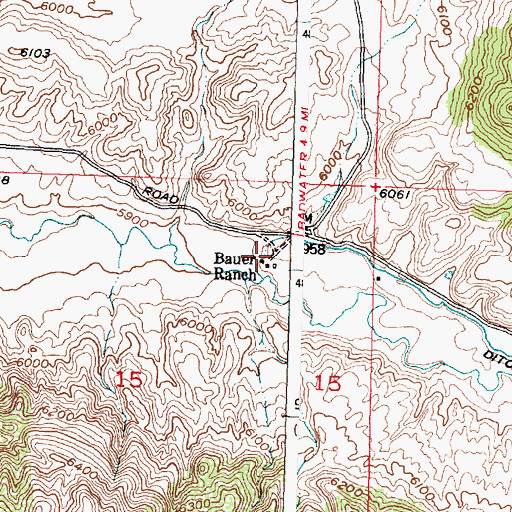 Topographic Map of Bauer Ranch, WY
