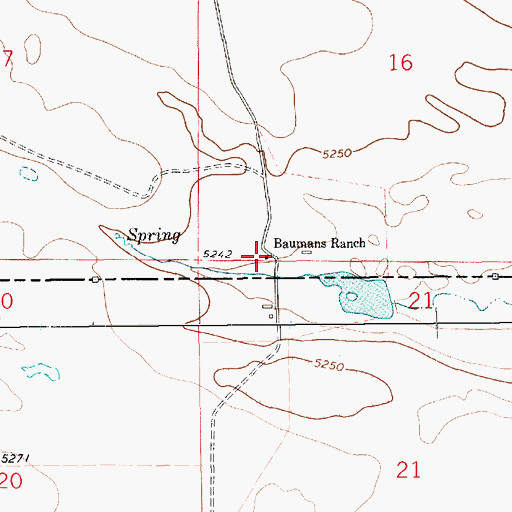 Topographic Map of Baumans Ranch, WY