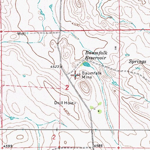 Topographic Map of Baumfalk Mine, WY