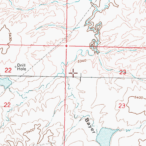 Topographic Map of Bayer Draw, WY