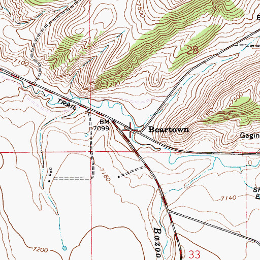 Topographic Map of Bazoo Hollow Creek, WY