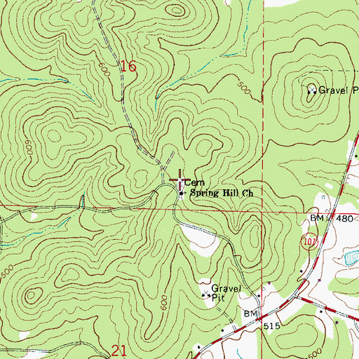 Topographic Map of Spring Hill Cemetery, AL