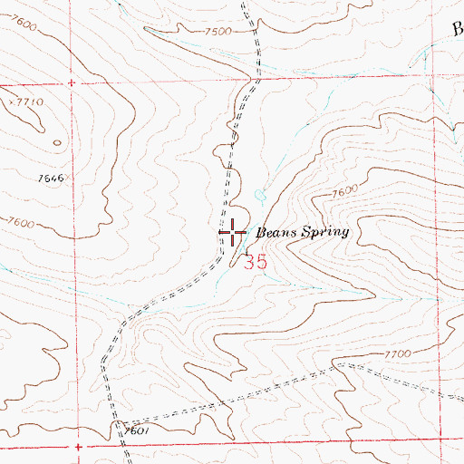 Topographic Map of Beans Spring, WY