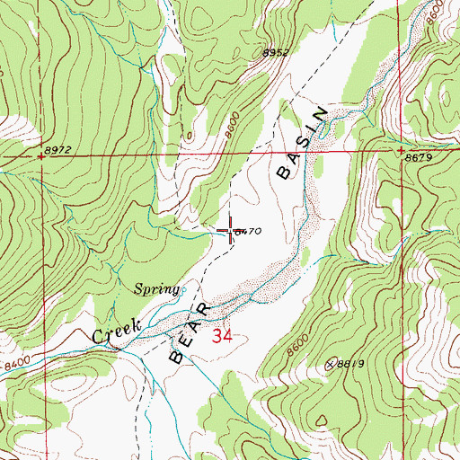 Topographic Map of Bear Basin, WY