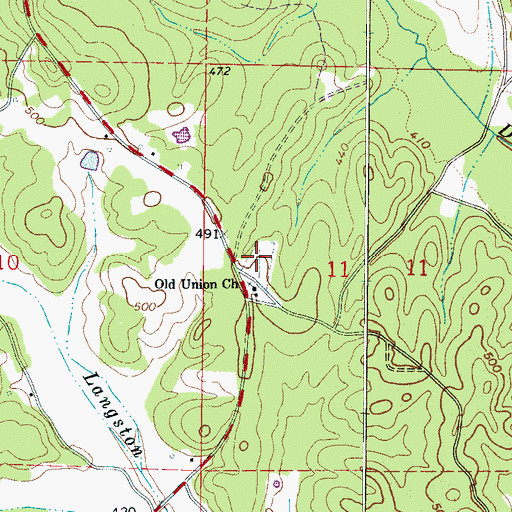 Topographic Map of Union Cemetery, AL