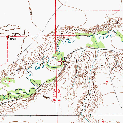 Topographic Map of Bear Creek Church, WY