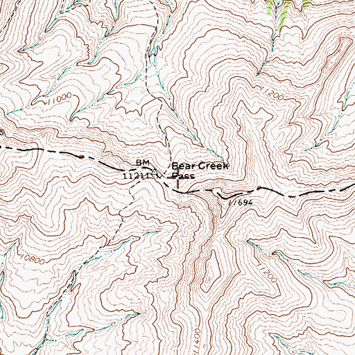 Topographic Map of Bear Creek Pass, WY