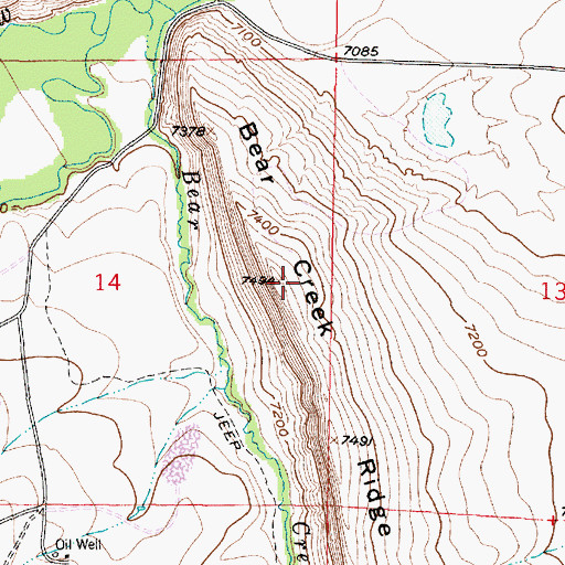 Topographic Map of Bear Creek Ridge, WY