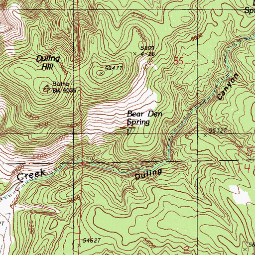 Topographic Map of Bear Den Spring, WY