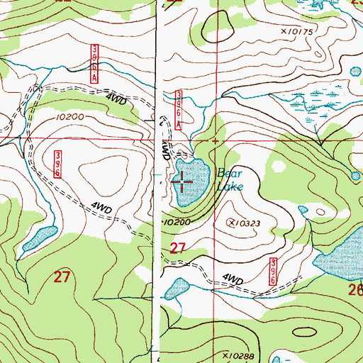 Topographic Map of Bear Lake, WY