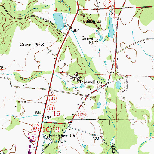 Topographic Map of Hopewell Cemetery, AL