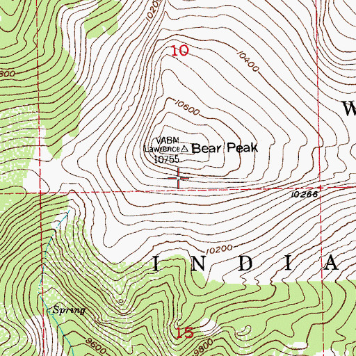 Topographic Map of Bear Peak, WY