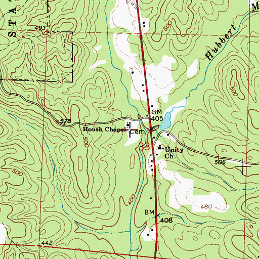Topographic Map of Housh Chapel Cemetery, AL