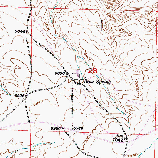 Topographic Map of Bear Spring, WY