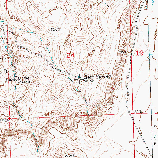 Topographic Map of Bear Spring, WY