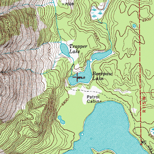 Topographic Map of Bearpaw Lake, WY