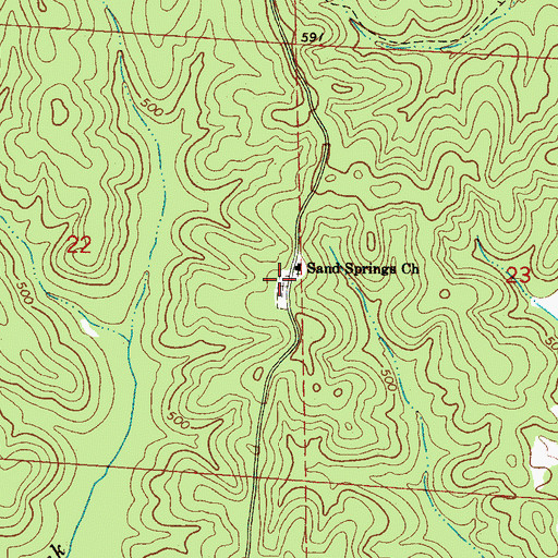Topographic Map of Sand Springs Cemetery, AL