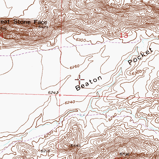 Topographic Map of Beaton Pocket, WY