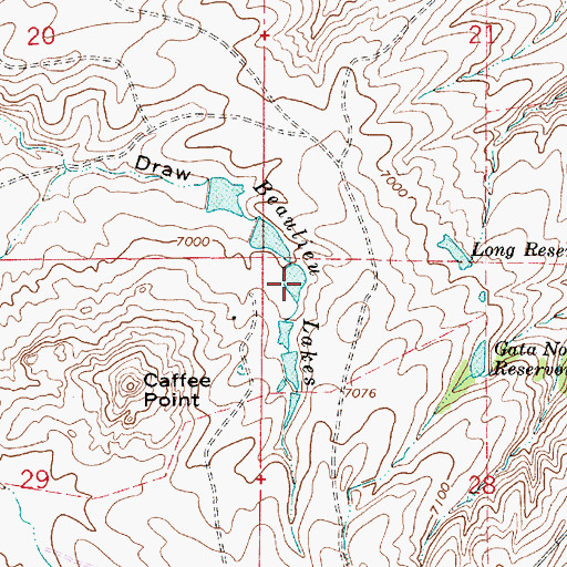 Topographic Map of Beaulieu Lakes, WY