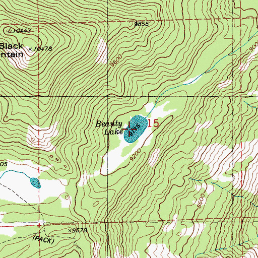 Topographic Map of Beauty Lake, WY
