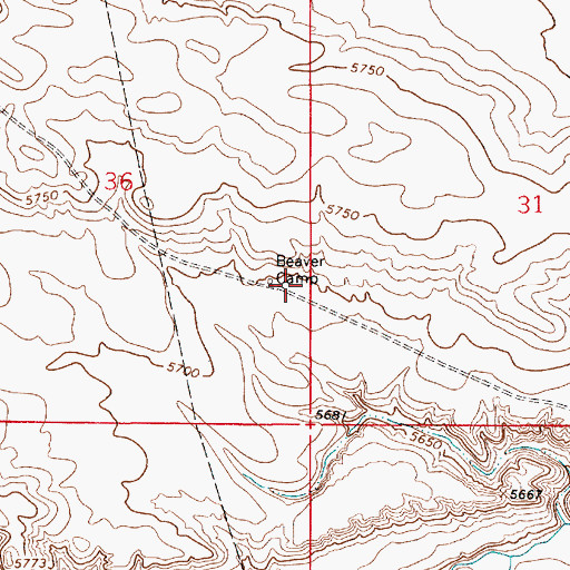 Topographic Map of Beaver Camp, WY