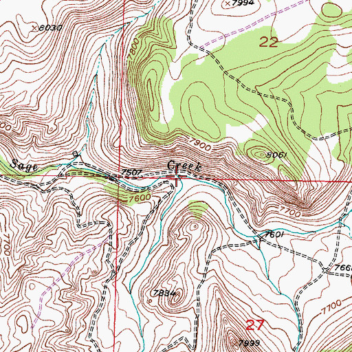 Topographic Map of Beaver Creek, WY