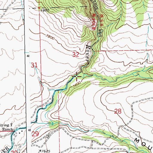 Topographic Map of Beaver Creek, WY