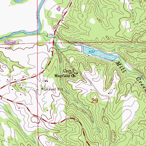 Topographic Map of Mayfield Cemetery, AL