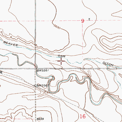 Topographic Map of Beaver Dam Ditch, WY