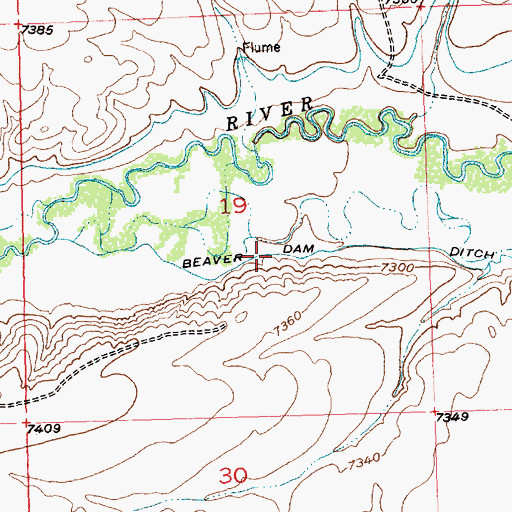 Topographic Map of Beaver Dam Ditch, WY