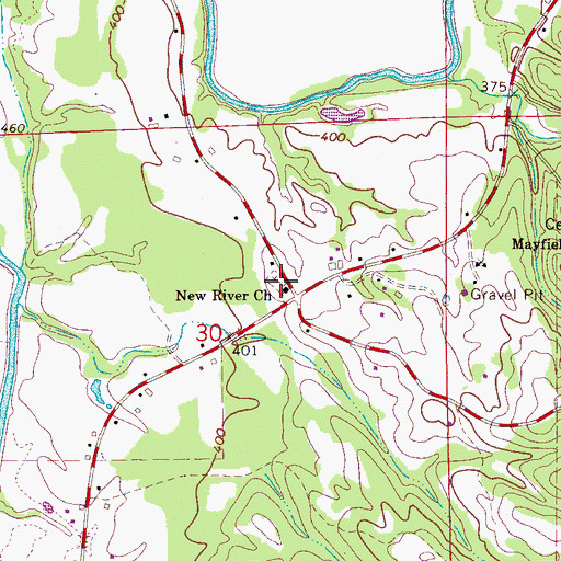 Topographic Map of New River Cemetery, AL